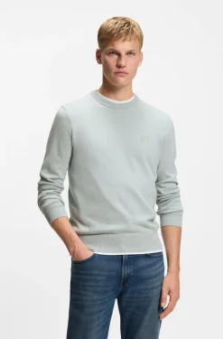 Cotton-blend sweater with logo patch
