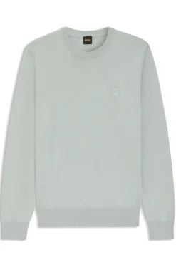 Cotton-blend sweater with logo patch