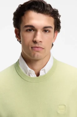 Cotton-blend sweater with logo patch