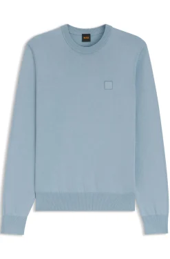 Cotton-blend sweater with logo patch
