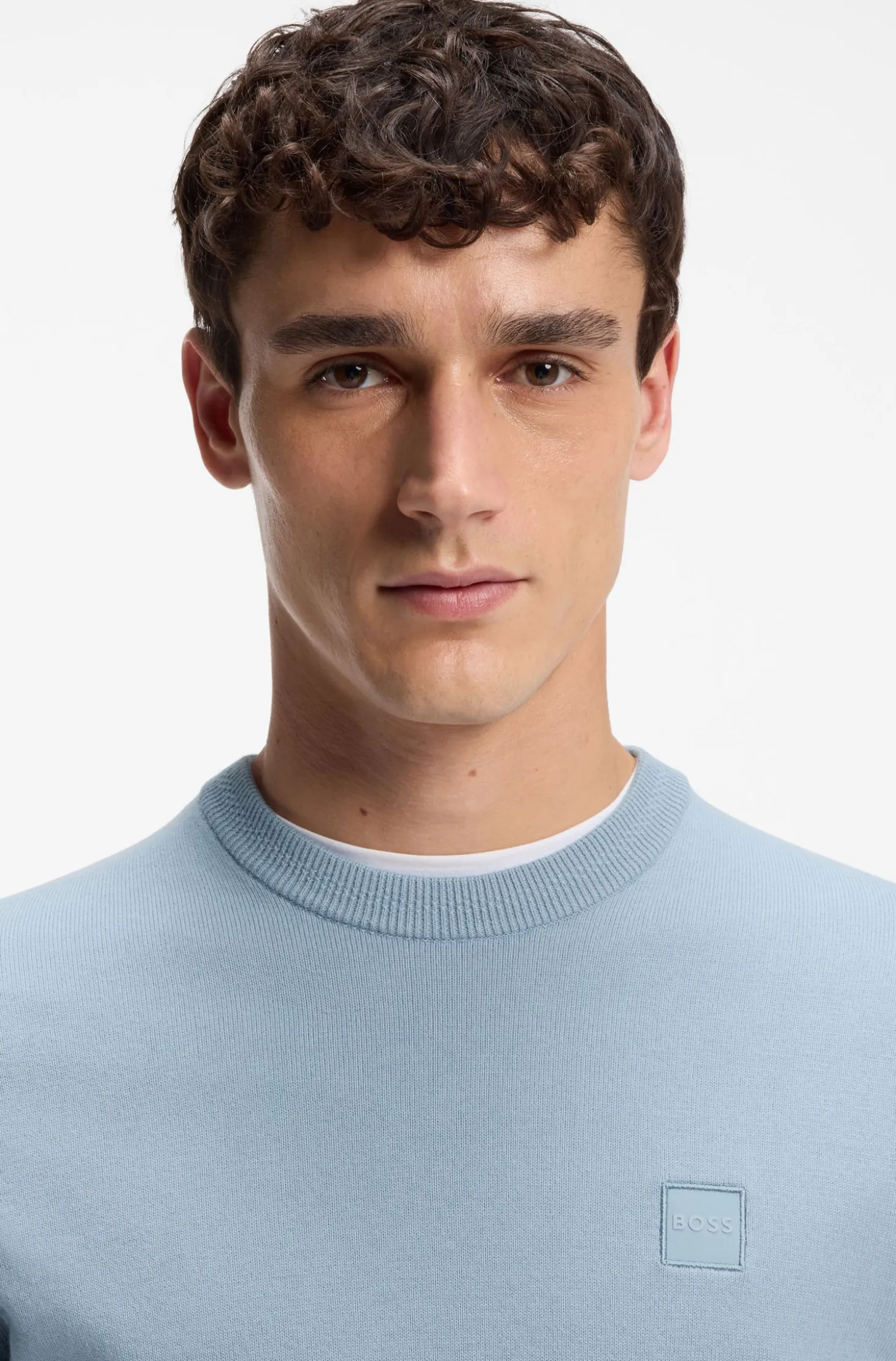 Cotton-blend sweater with logo patch