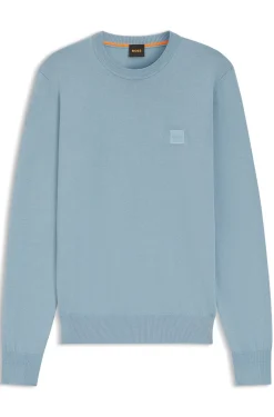 Cotton-blend sweater with logo patch
