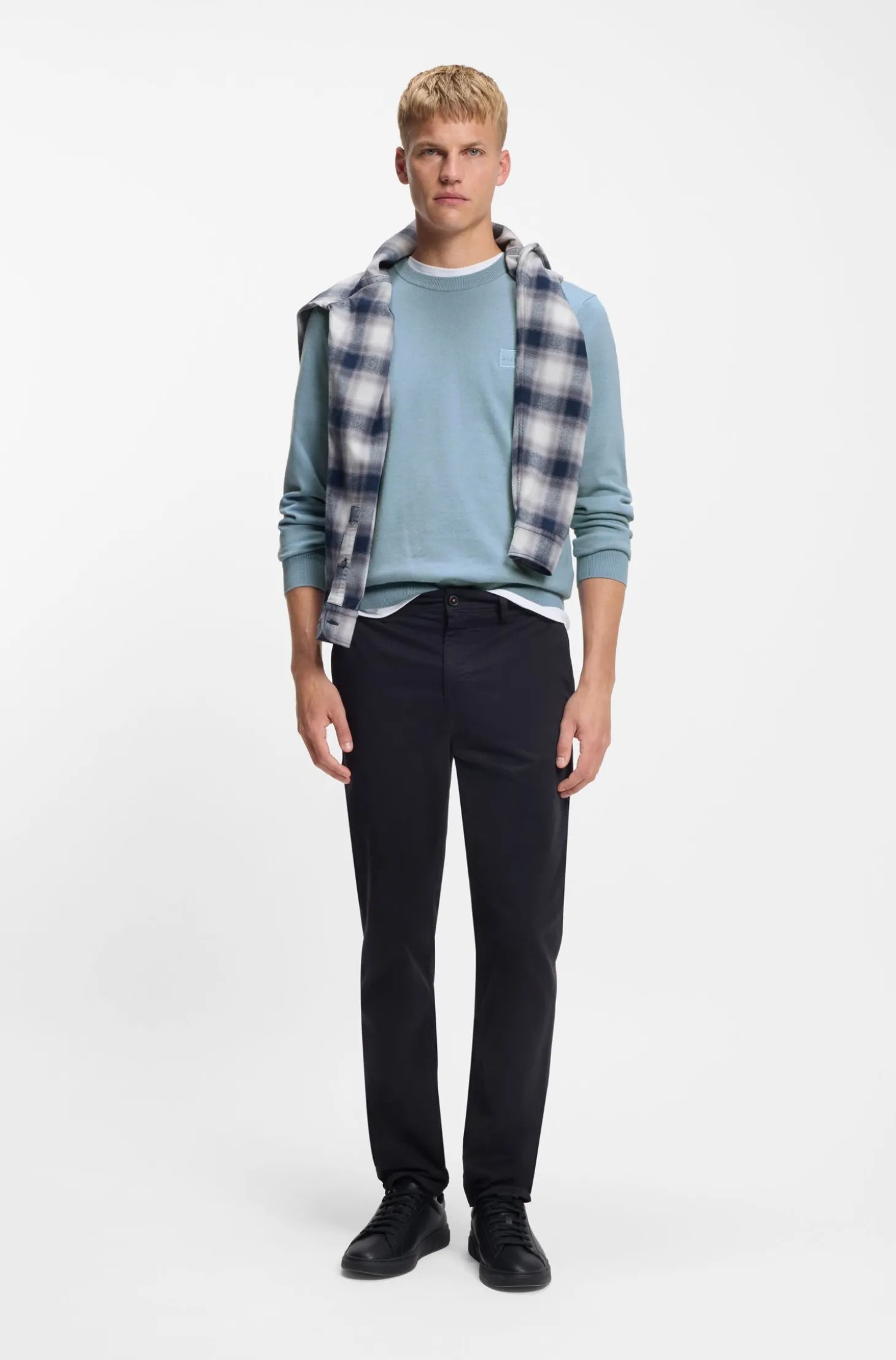 Cotton-blend sweater with logo patch