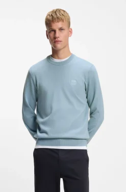 Cotton-blend sweater with logo patch