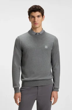 Cotton-blend sweater with logo patch