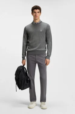 Cotton-blend sweater with logo patch
