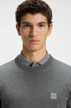 Cotton-blend sweater with logo patch