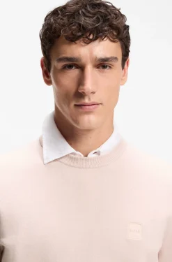 Cotton-blend sweater with logo patch