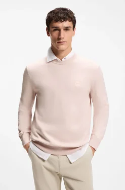 Cotton-blend sweater with logo patch