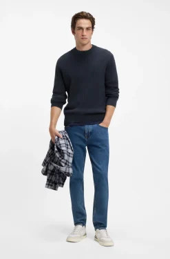 Cotton-blend sweater with ribbed knit
