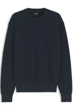 Cotton-blend sweater with ribbed knit