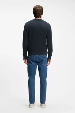 Cotton-blend sweater with ribbed knit