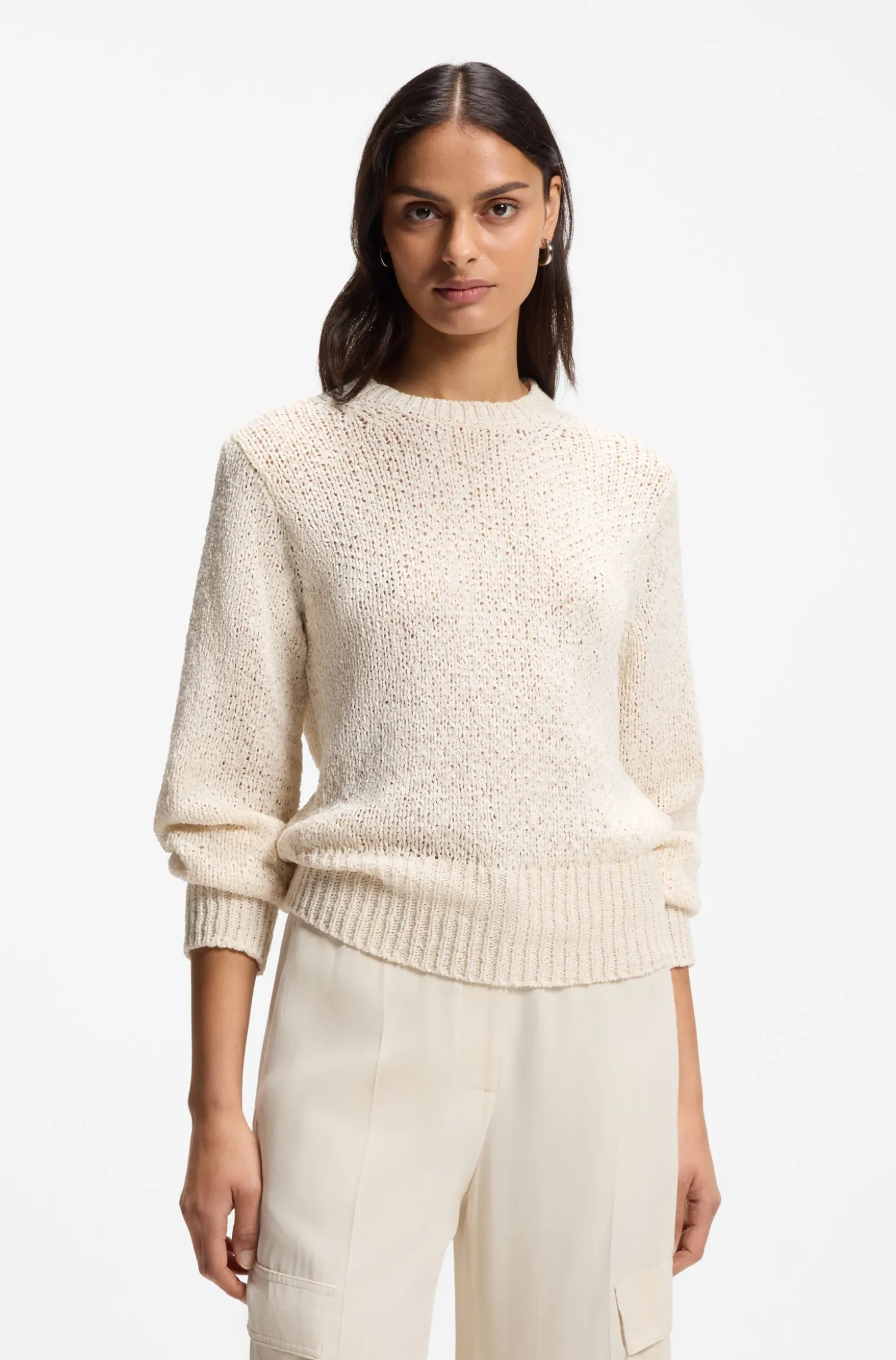 Cotton-blend sweater with structured knit