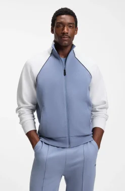Cotton-blend sweatshirt with contrast piping