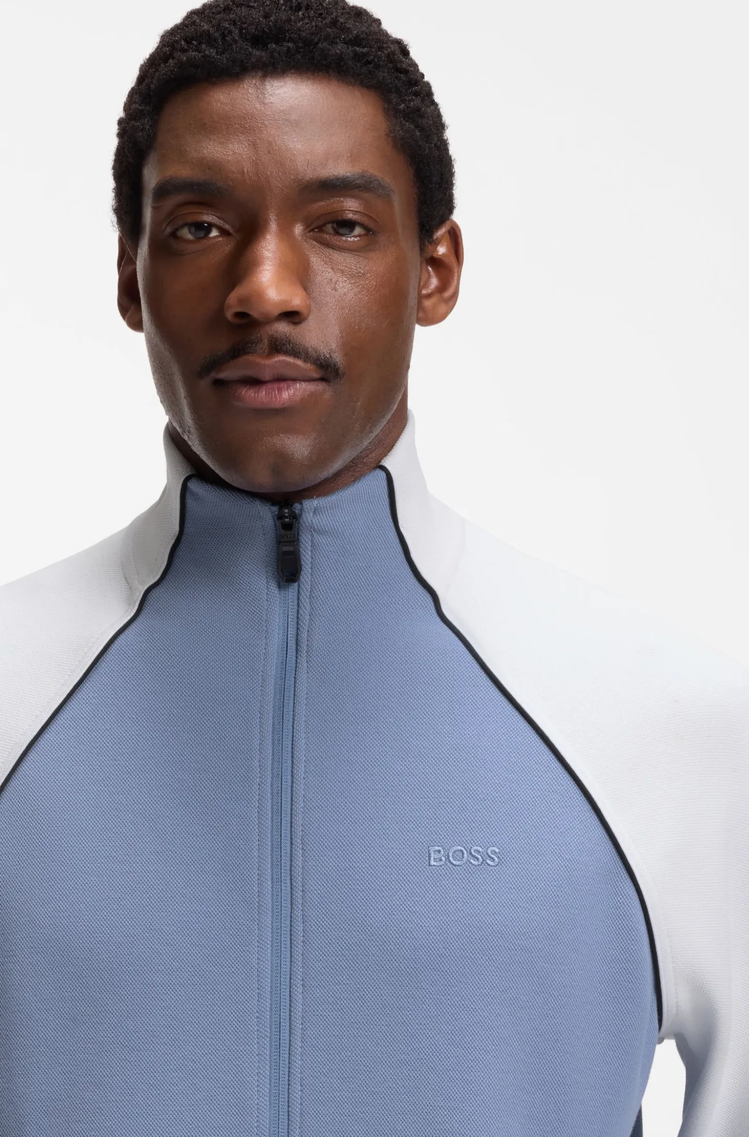 Cotton-blend sweatshirt with contrast piping