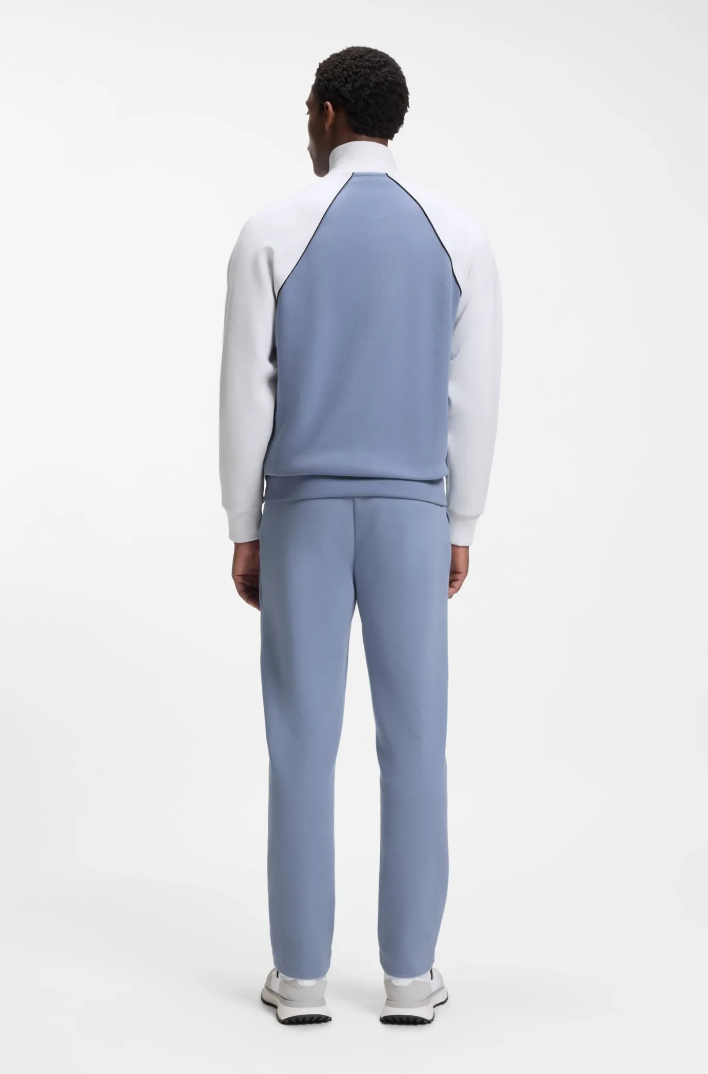 Cotton-blend sweatshirt with contrast piping
