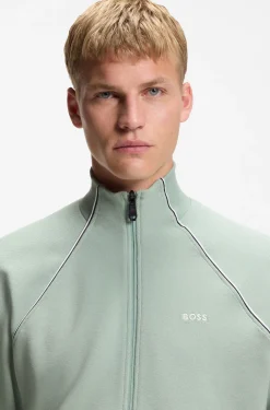 Cotton-blend sweatshirt with contrast piping