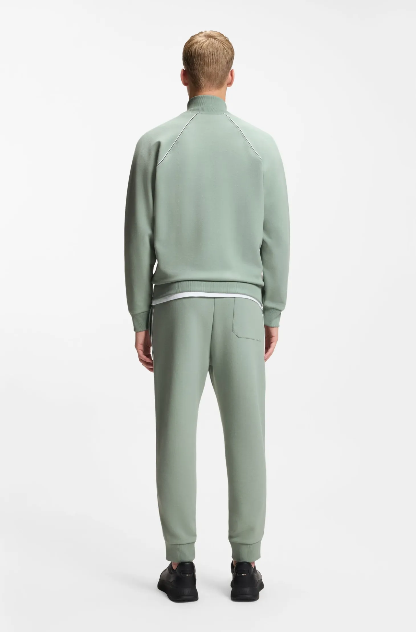 Cotton-blend sweatshirt with contrast piping