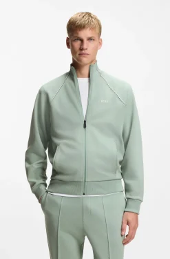 Cotton-blend sweatshirt with contrast piping