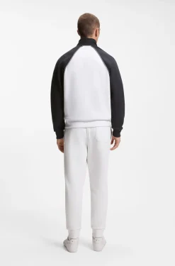 Cotton-blend sweatshirt with contrast piping