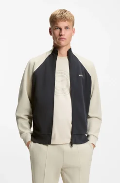 Cotton-blend sweatshirt with contrast piping
