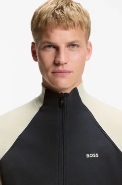 Cotton-blend sweatshirt with contrast piping