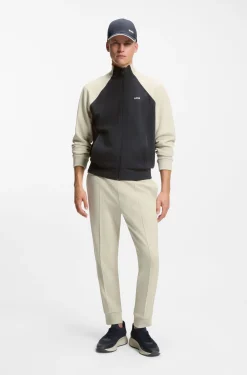 Cotton-blend sweatshirt with contrast piping