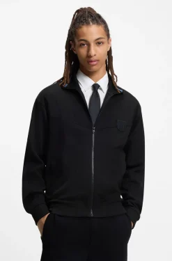 Cotton-blend sweatshirt with drop-needle stripe