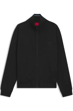 Cotton-blend sweatshirt with drop-needle stripe