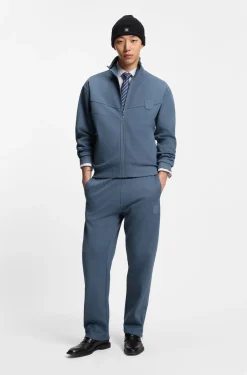 Cotton-blend sweatshirt with drop-needle stripe