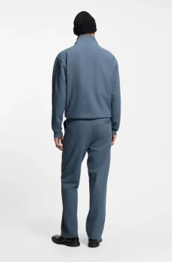 Cotton-blend sweatshirt with drop-needle stripe