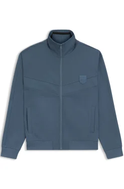 Cotton-blend sweatshirt with drop-needle stripe
