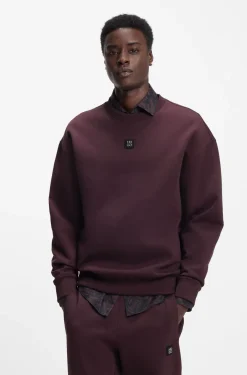 Cotton-blend sweatshirt with stacked-logo badge