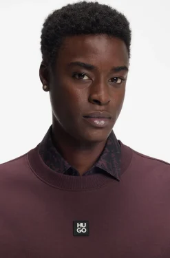 Cotton-blend sweatshirt with stacked-logo badge