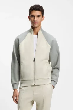 Cotton-blend sweatshirt with contrast piping