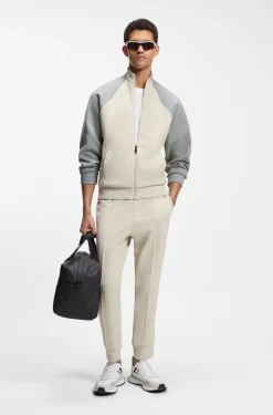 Cotton-blend sweatshirt with contrast piping