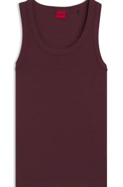 Cotton-blend tank top with stacked-logo embroidery