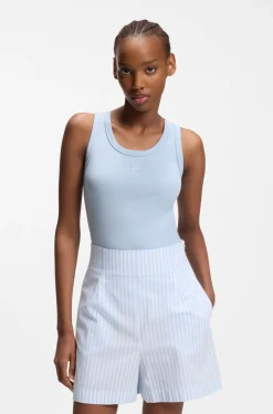 Cotton-blend tank top with stacked-logo embroidery