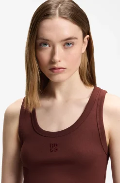 Cotton-blend tank top with stacked-logo embroidery