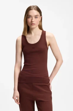 Cotton-blend tank top with stacked-logo embroidery