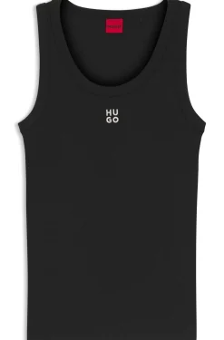 Cotton-blend tank top with stacked-logo embroidery