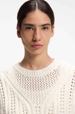 Cotton-blend top with open-knit structure
