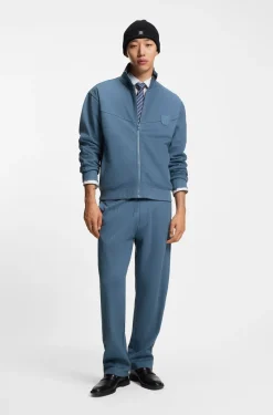 Cotton-blend tracksuit bottoms with drop-needle stripe