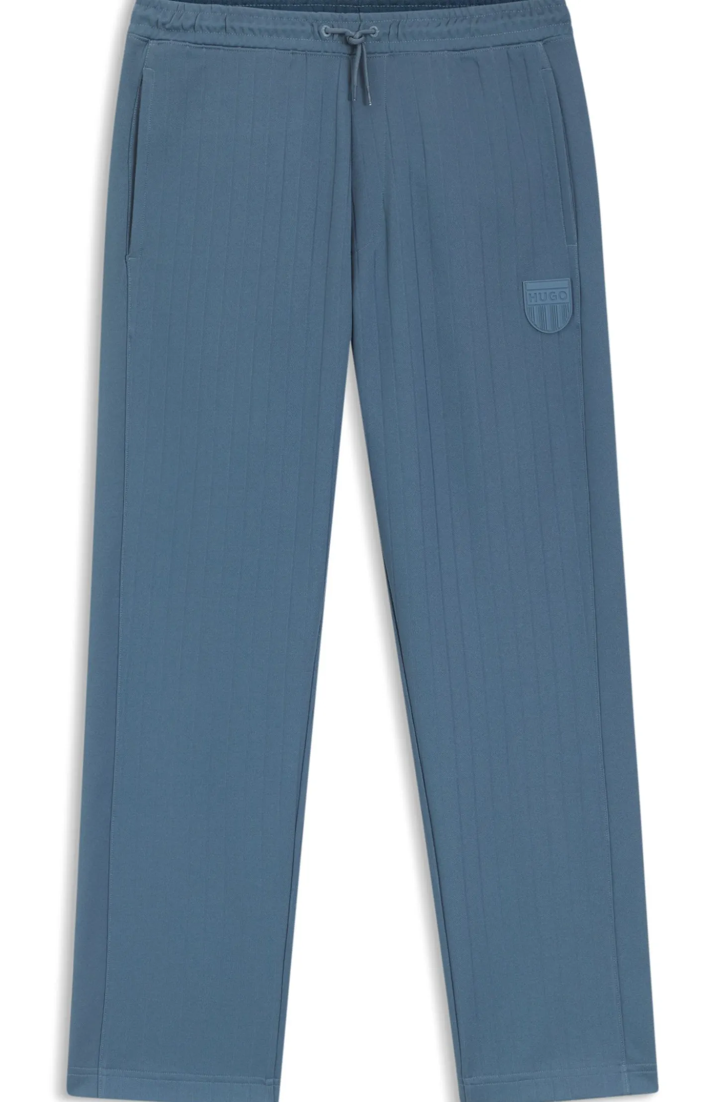 Cotton-blend tracksuit bottoms with drop-needle stripe