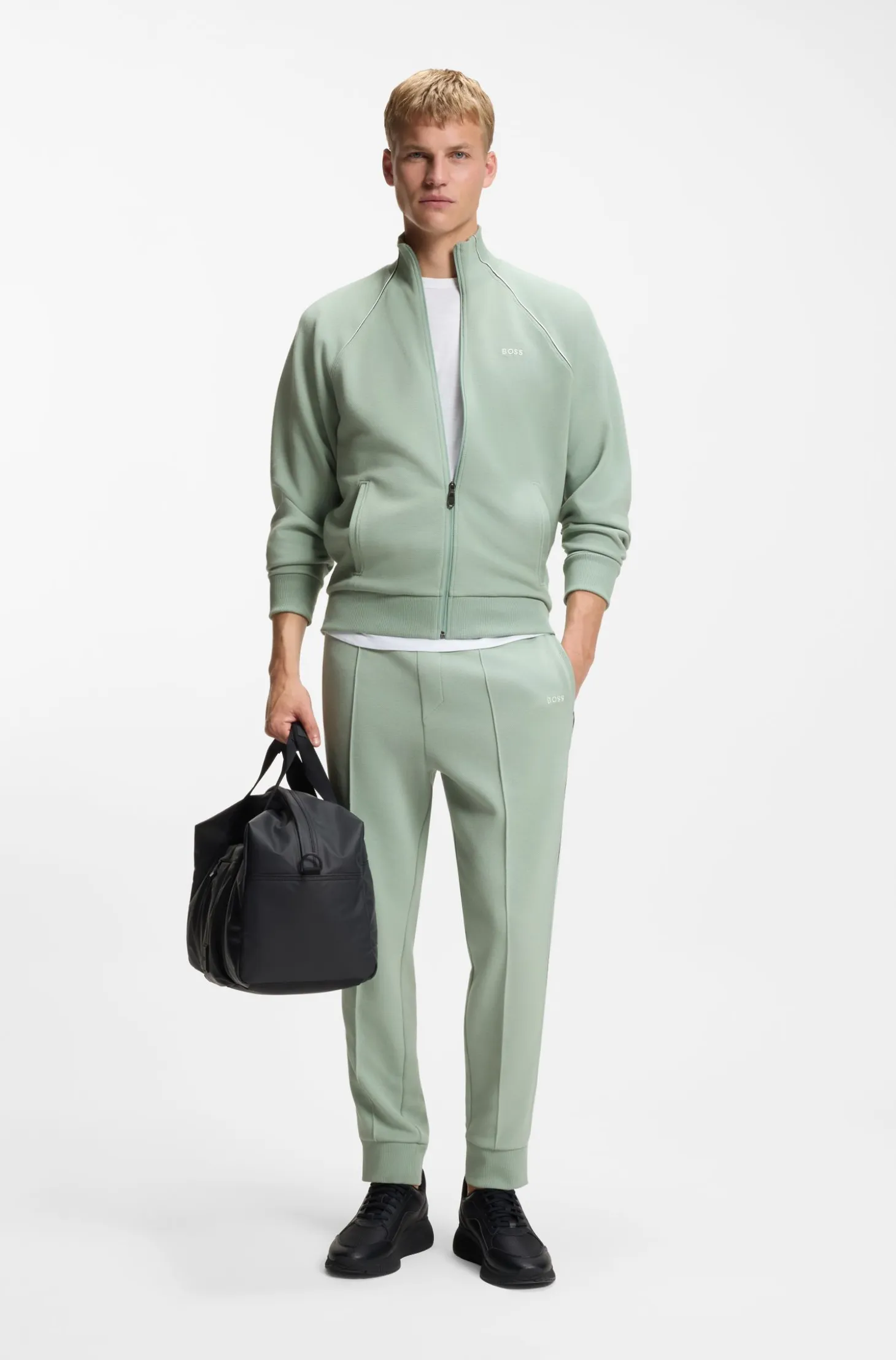 Cotton-blend tracksuit bottoms with piping details