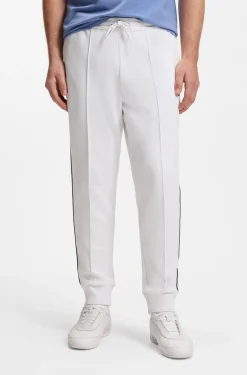 Cotton-blend tracksuit bottoms with piping details