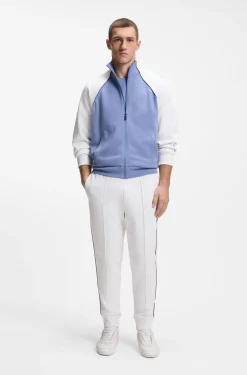 Cotton-blend tracksuit bottoms with piping details