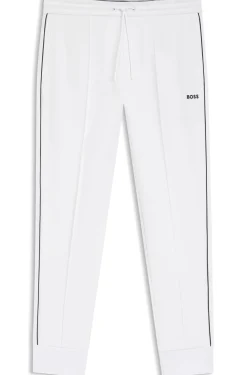 Cotton-blend tracksuit bottoms with piping details