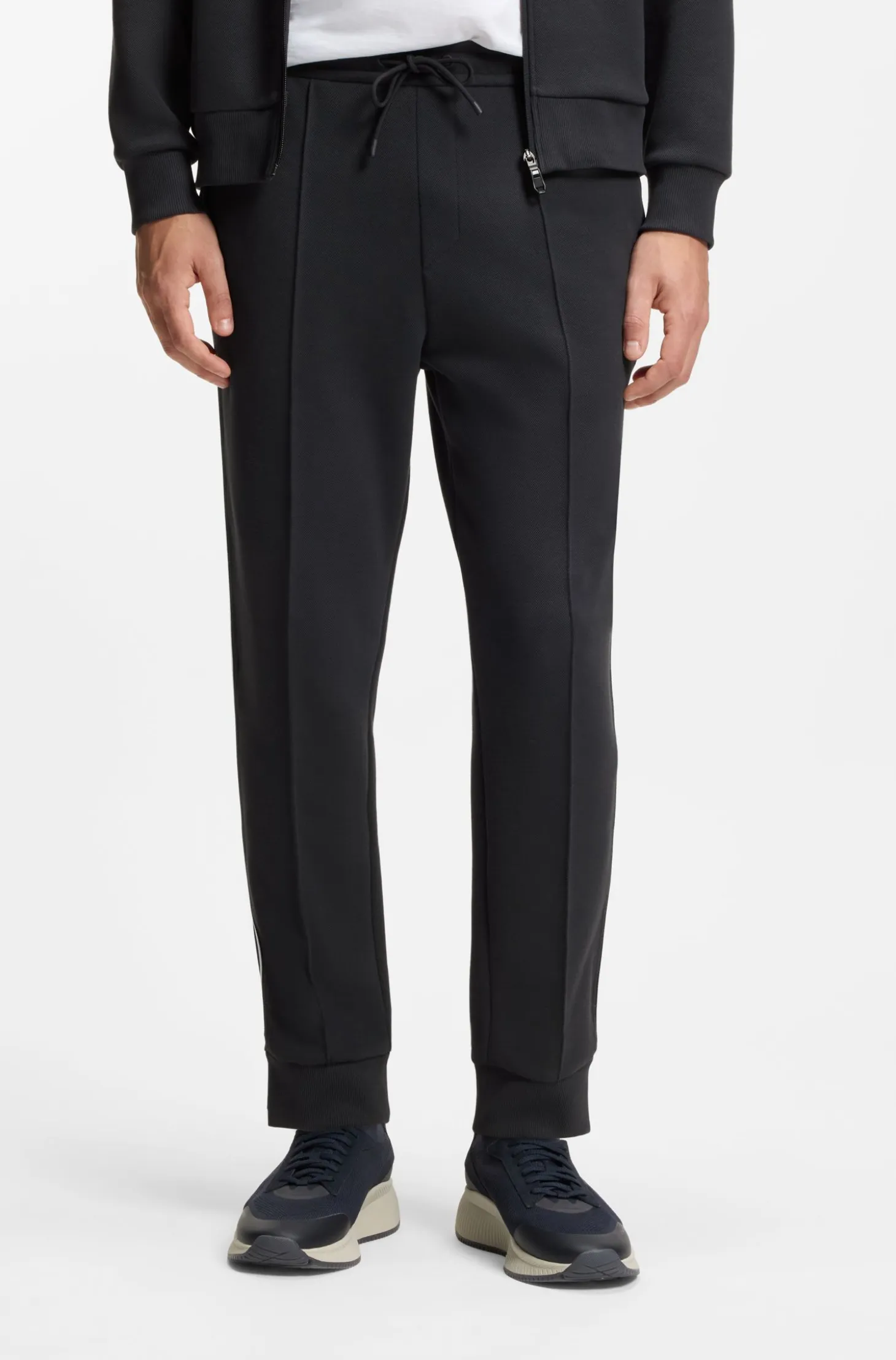 Cotton-blend tracksuit bottoms with piping details