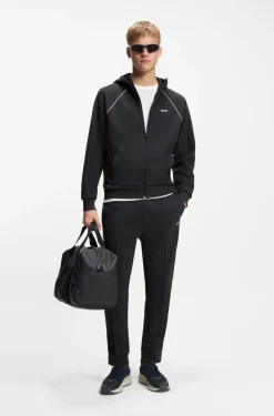 Cotton-blend tracksuit bottoms with piping details